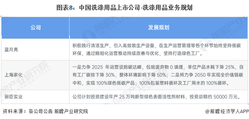 圖表8:中國洗滌用品上市公司-洗滌用品業(yè)務(wù)規(guī)劃